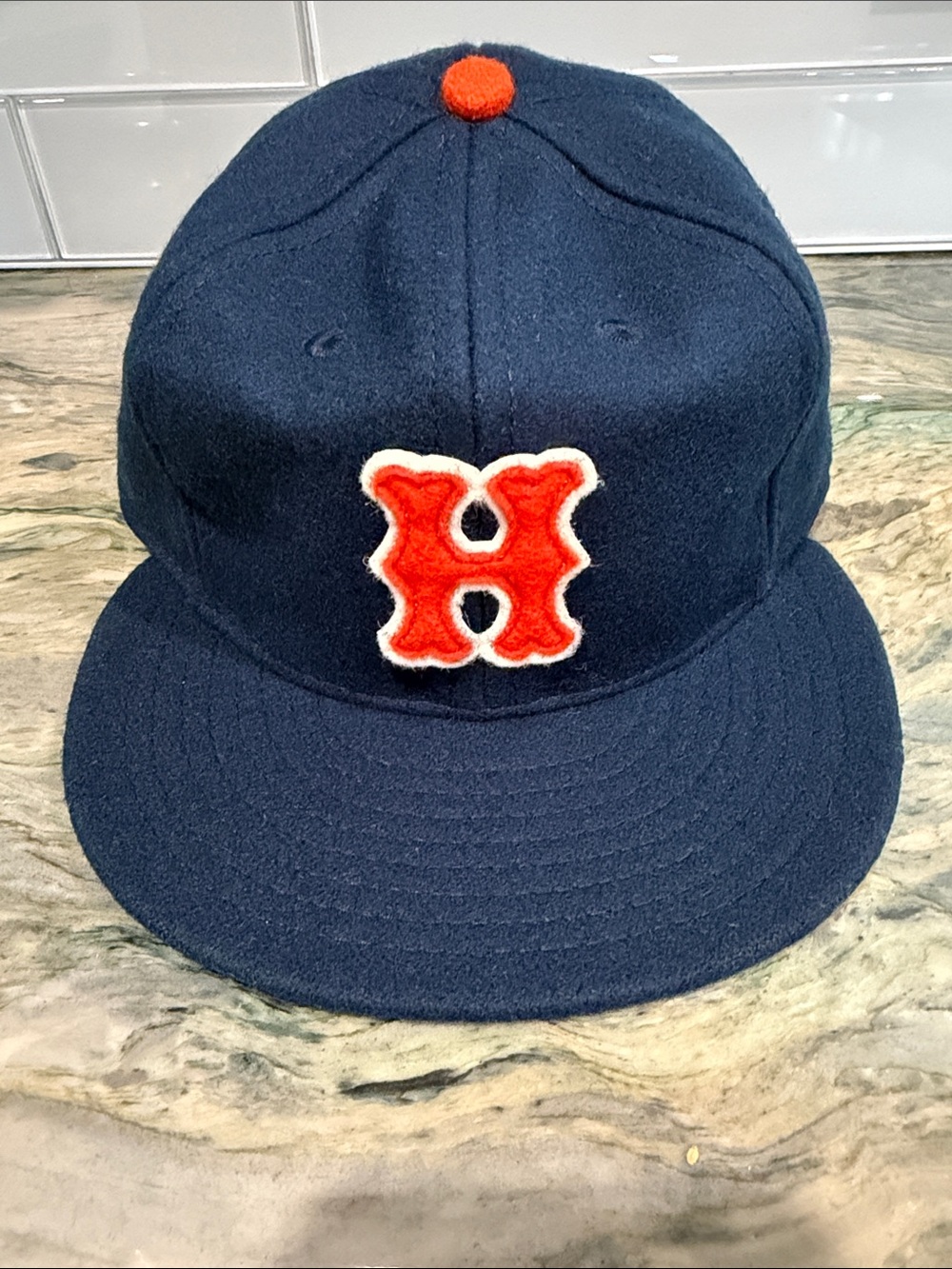 Ebbets Field Flannels Navy Cap with Orange and White Tag Accents